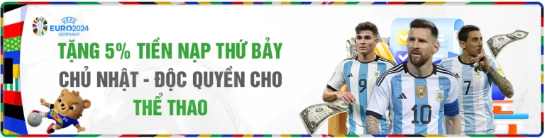 Tặng 5% tiền nạp vào thứ 7 chủ nhật